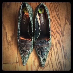 Italian Herringbone and Snakeskin Stilettos